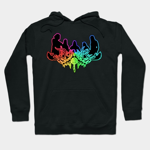 Rainbow Neon Sign Dethklok Logo Hoodie by gkillerb